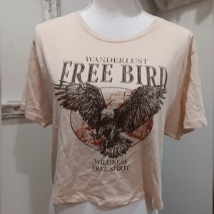Free Bird  tshirt , medium , short sleeve , beige